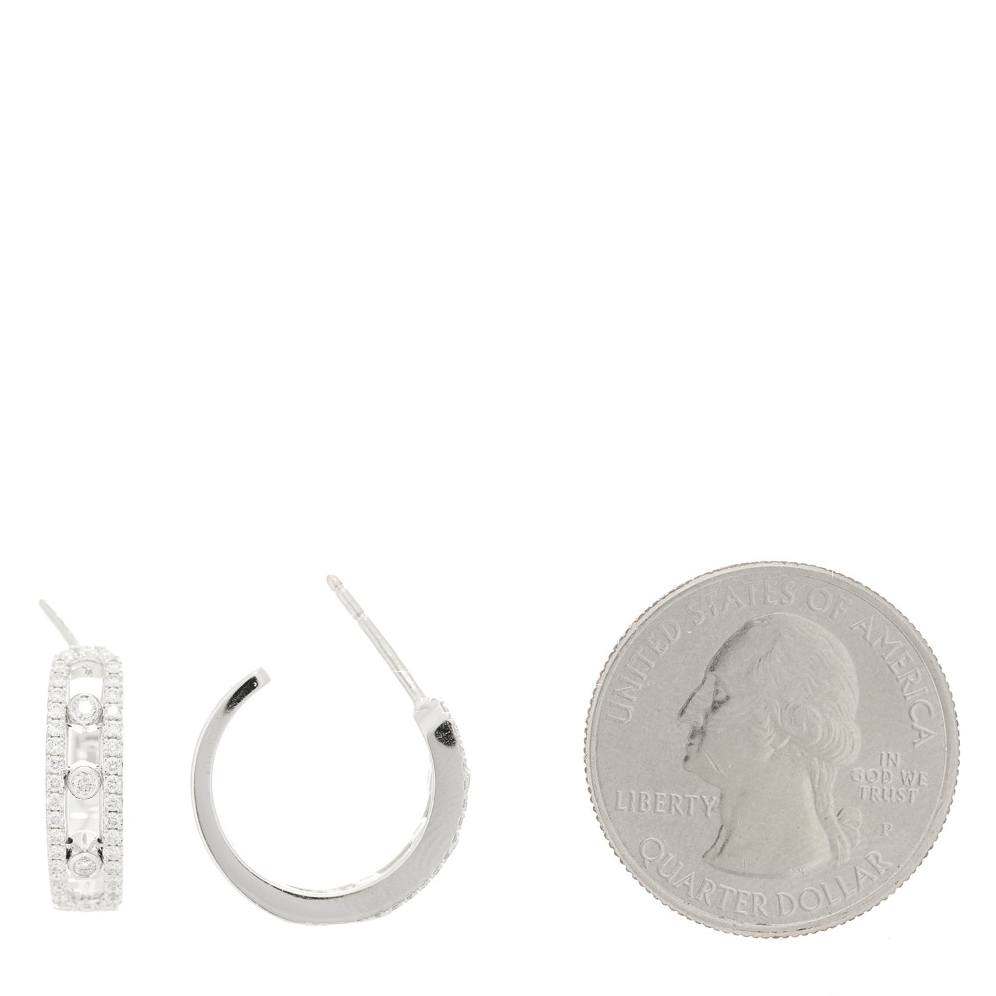 18K White Gold Diamond Move Uno Pave Hoop Earrings