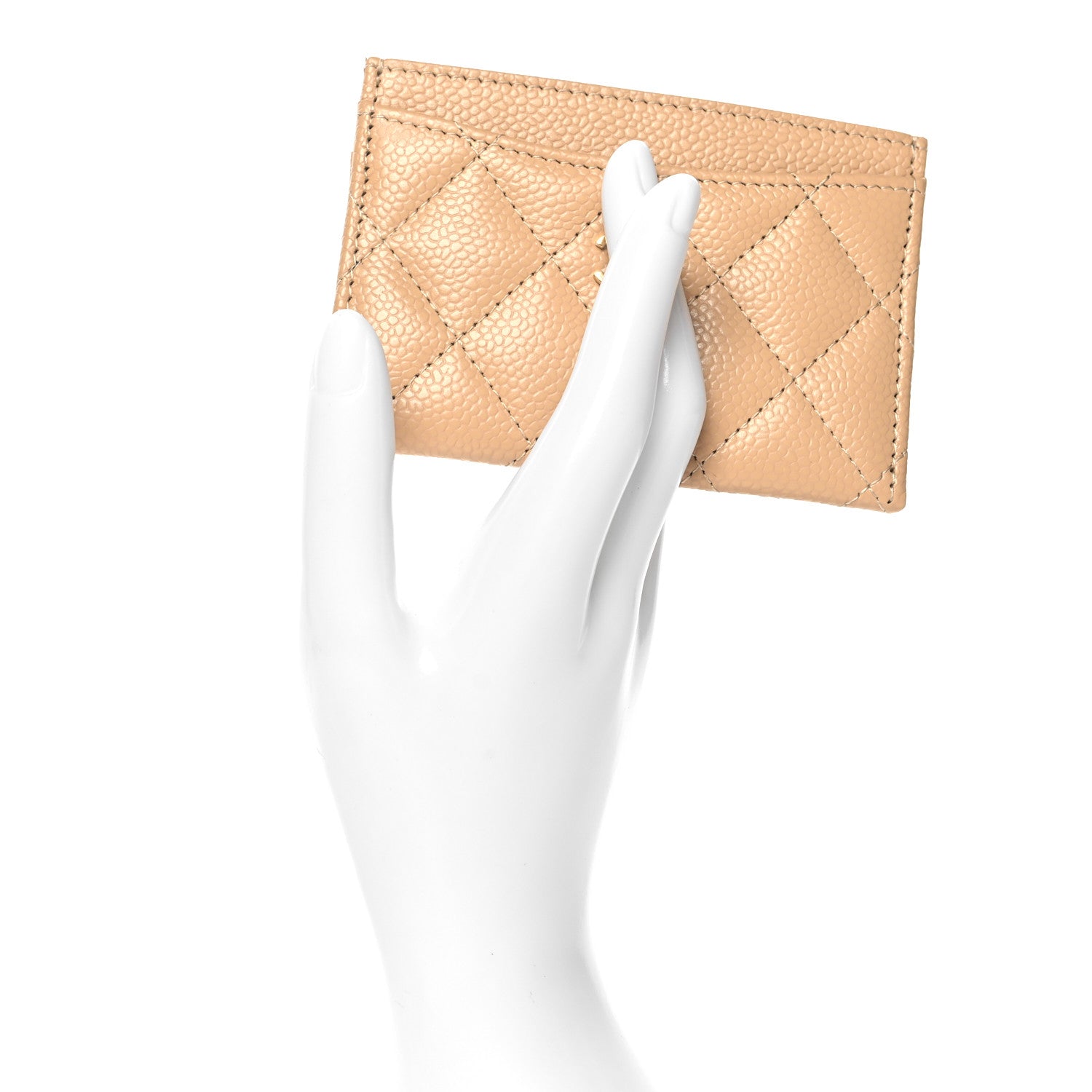 Chanel Caviar Quilted Card Holder Beige 2 of 9