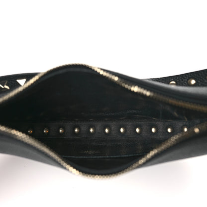 Valentino Garavani Grainy Calfskin Mini Rockstud Hobo Black 5 of 9