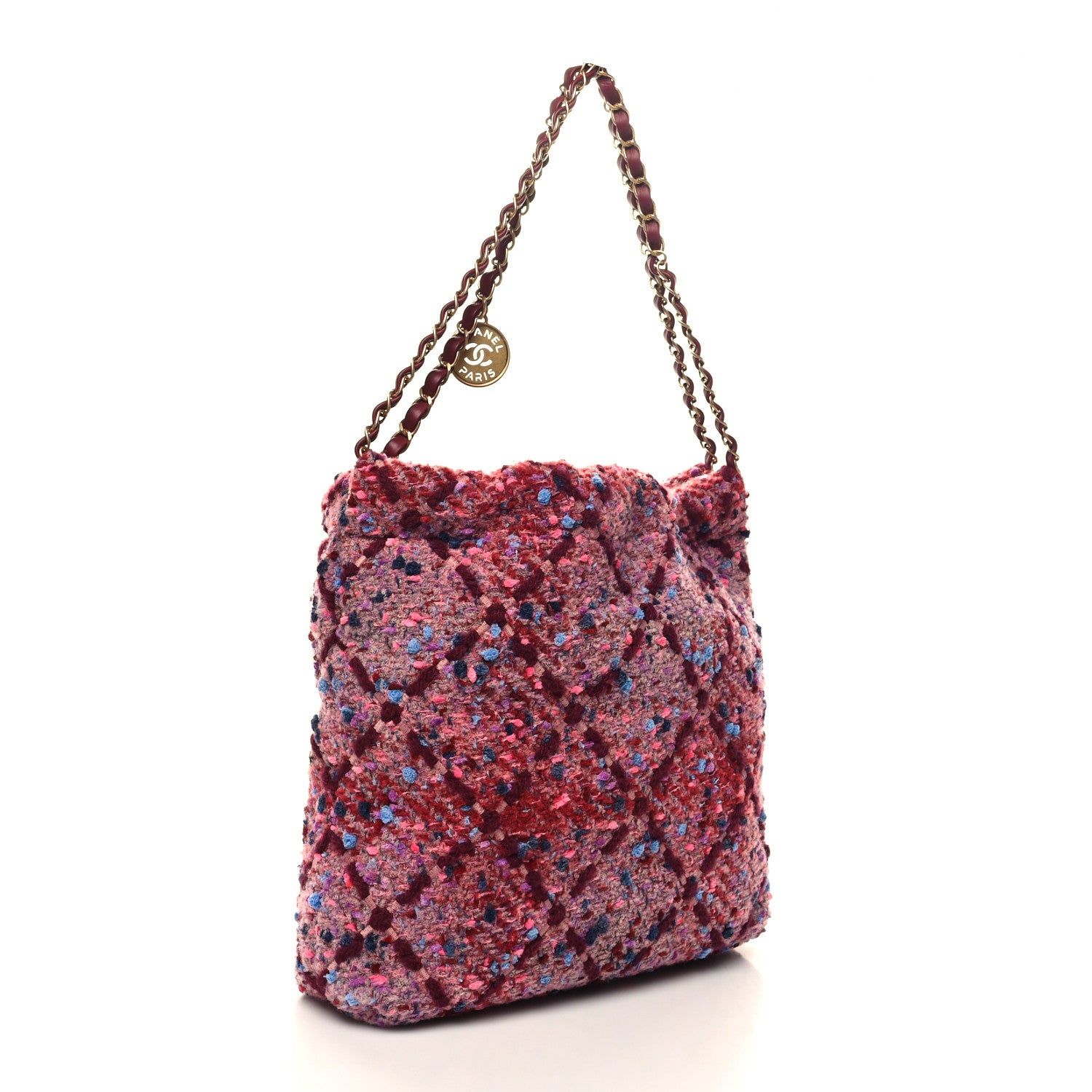 Chanel Tweed Quilted Chanel 22 Pink Burgundy 4 of 13