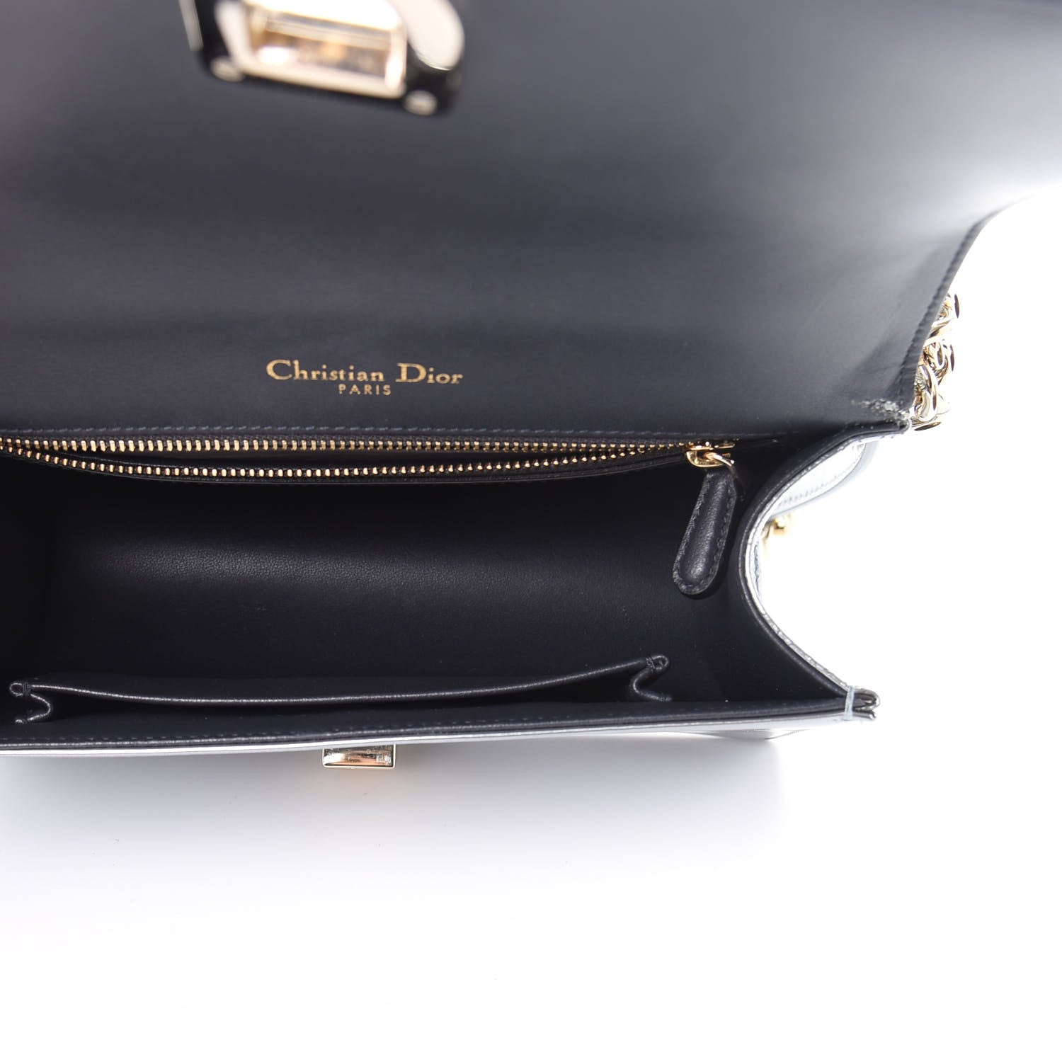 Christian Dior Metallic Patent Micro-Cannage Medium Diorama Flap Bag Silver 5 of 10