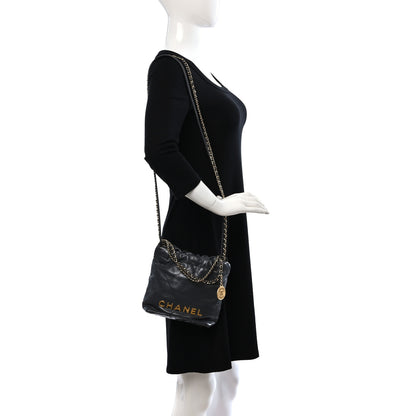 Chanel Shiny Calfskin Quilted Mini Chanel 22 Dark Grey 2 of 9