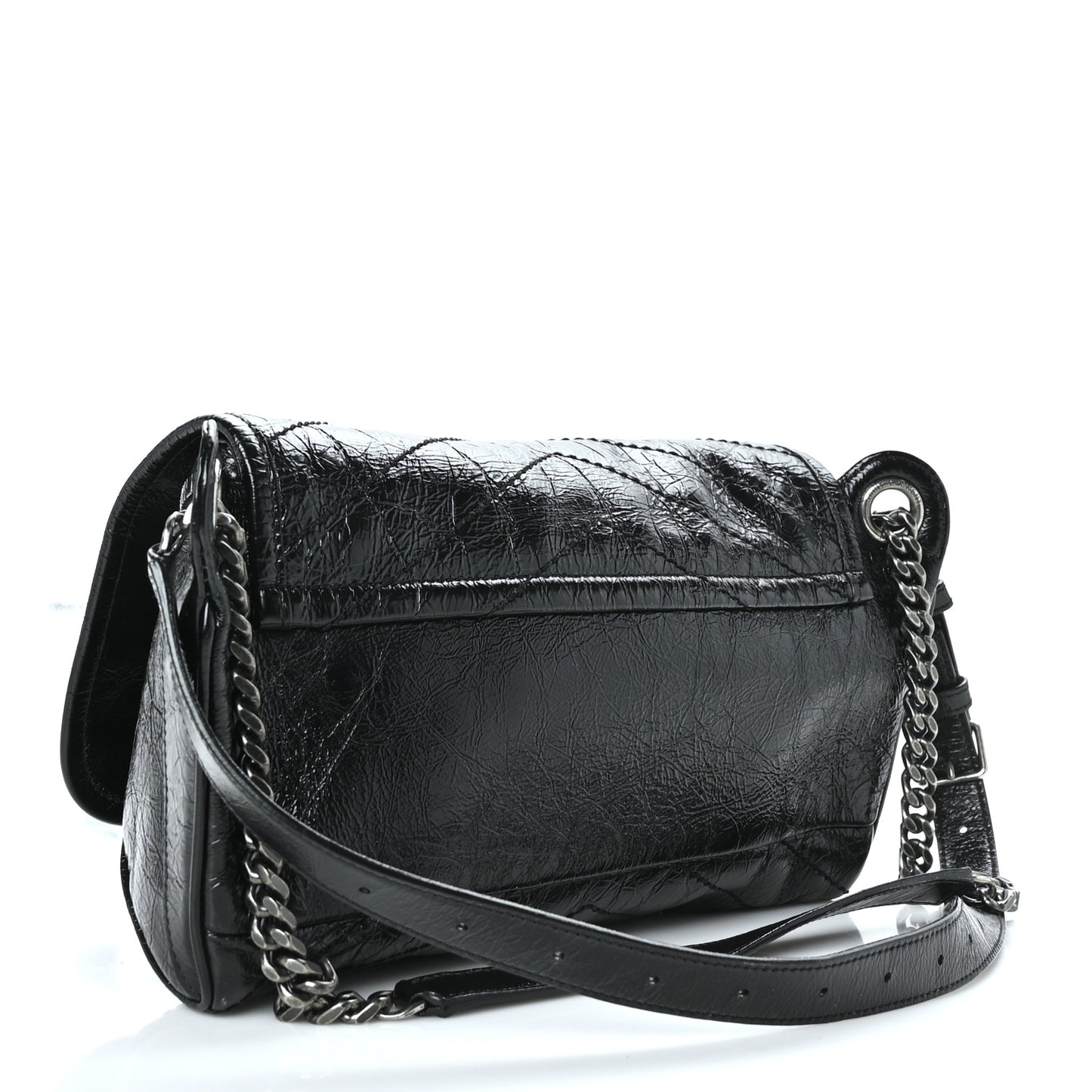 Crinkled Calfskin Matelasse Monogram Niki Body Bag Black
