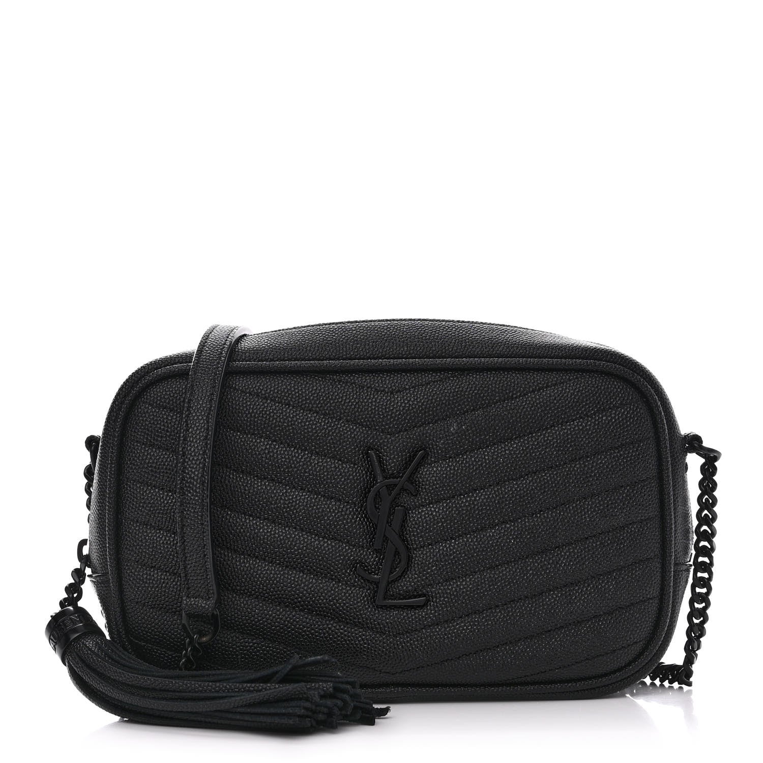 Saint Laurent Grain De Poudre Matelasse Monochrome Monogram Mini Lou Camera Bag Black 1 of 10