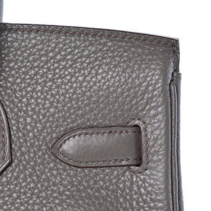 Hermes Taurillon Clemence Birkin 30 Etain 28 of 33