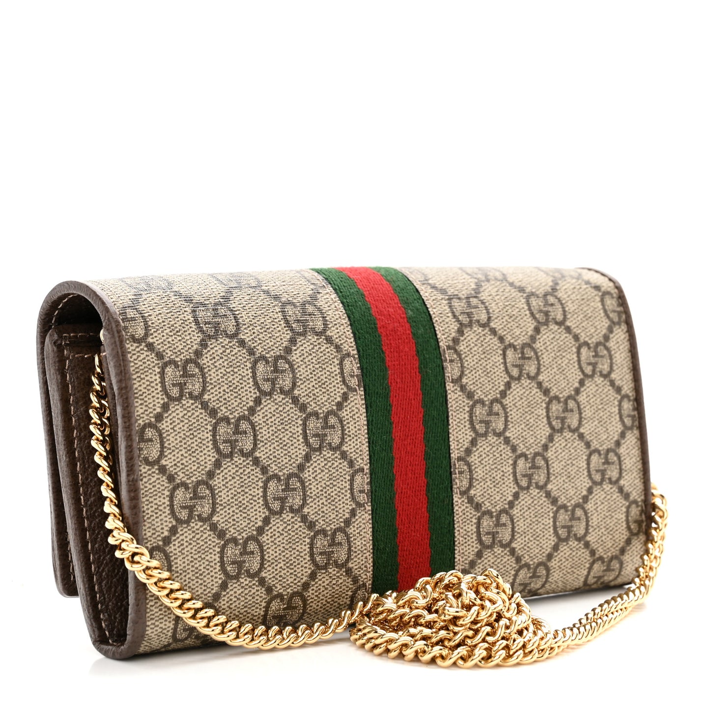 GG Supreme Monogram Web Ophidia Wallet On Chain Brown