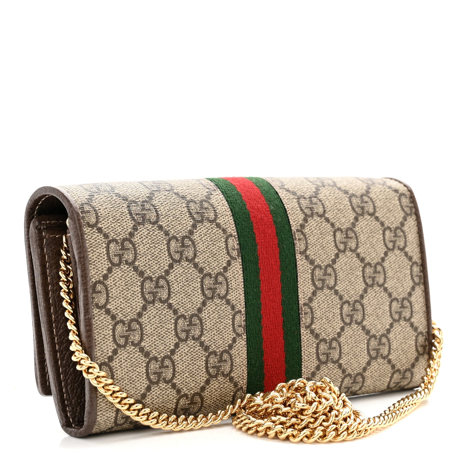 Gucci GG Supreme Monogram Web Ophidia Wallet On Chain Brown 3 of 11