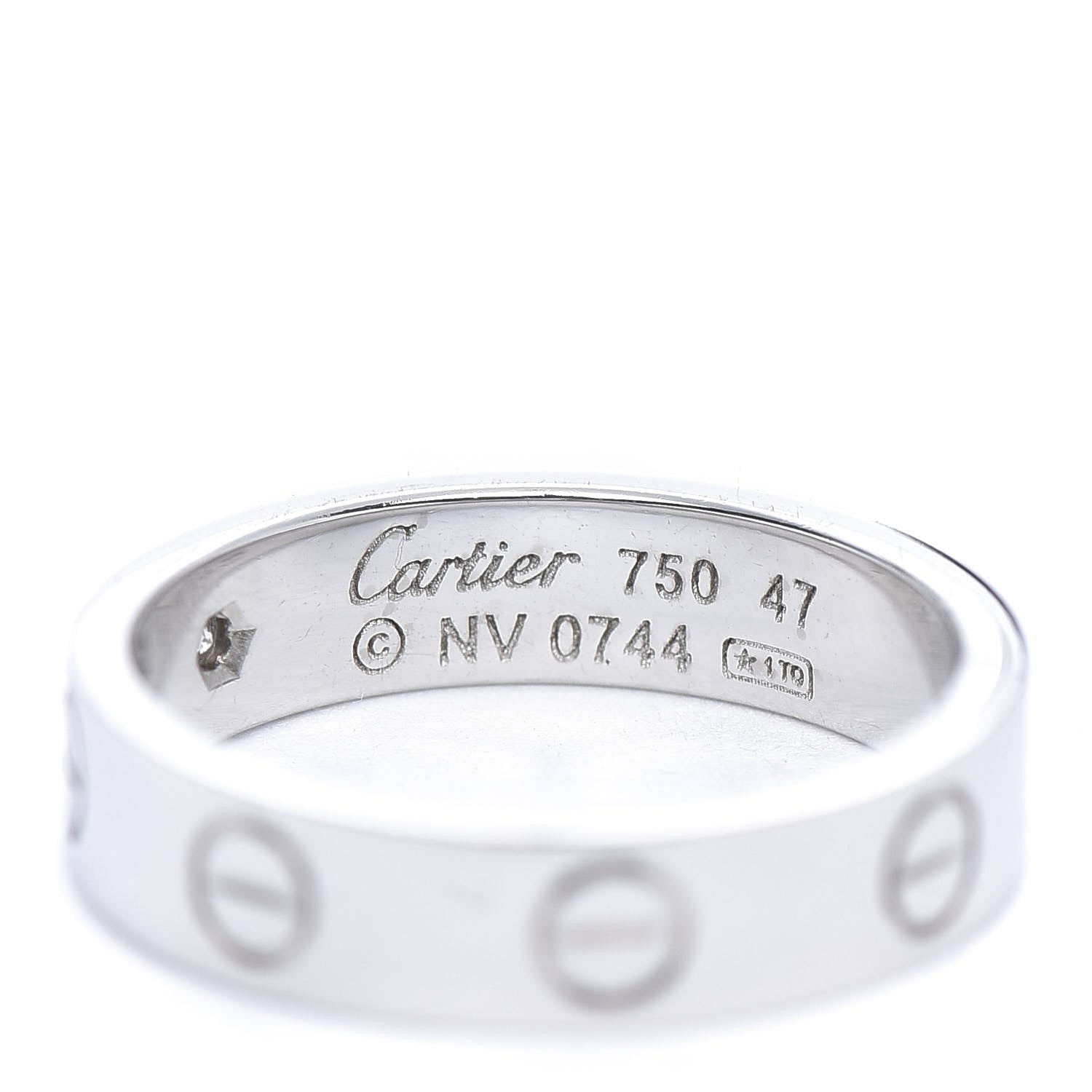 Cartier 18K White Gold Diamond 4mm LOVE Wedding Band Ring 47 4 4 of 4