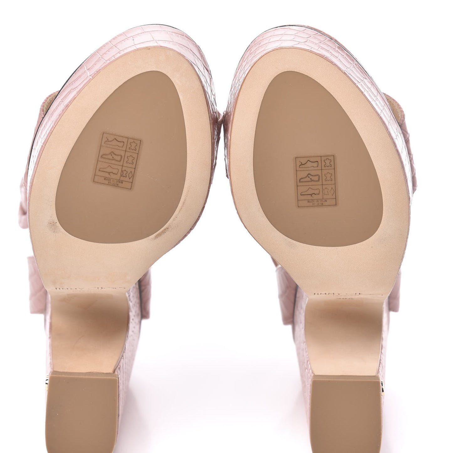 Crocodile Embossed Calfskin Aimee 125 Platform Sandals 38.5 Blush