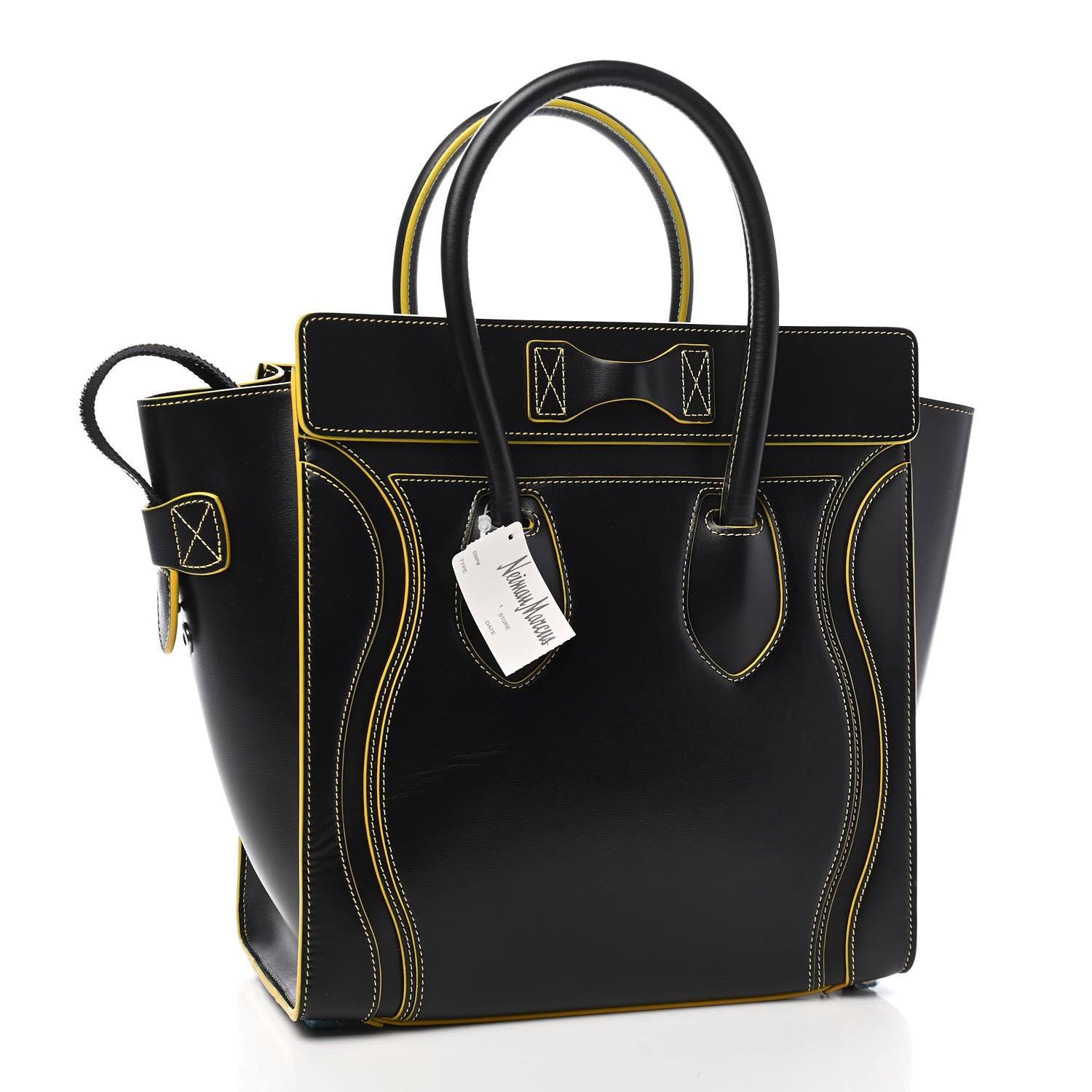 Celine Satin Calfskin Debossed Micro Luggage Black 3 of 8