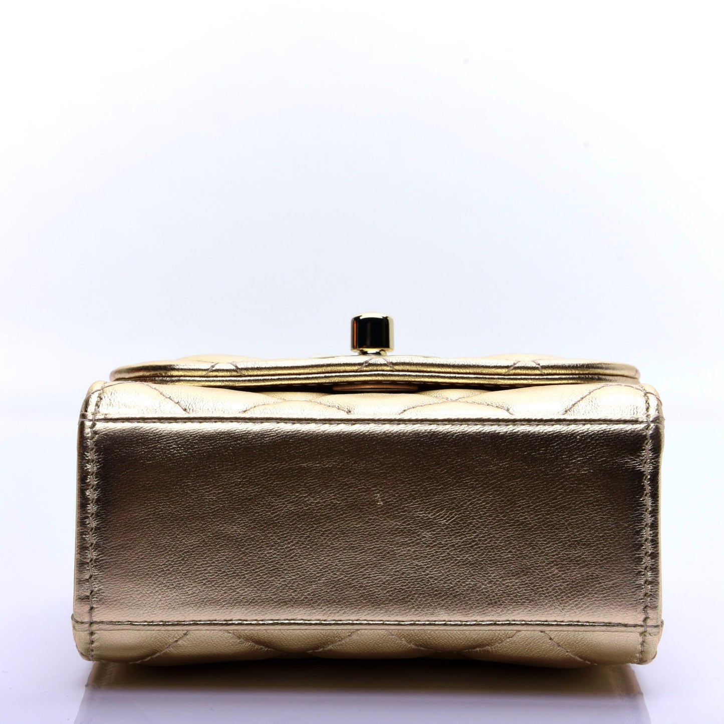 Metallic Lambskin Quilted Mini Trendy CC Clutch With Chain Gold