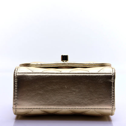 Chanel Metallic Lambskin Quilted Mini Trendy CC Clutch With Chain Gold 10 of 17
