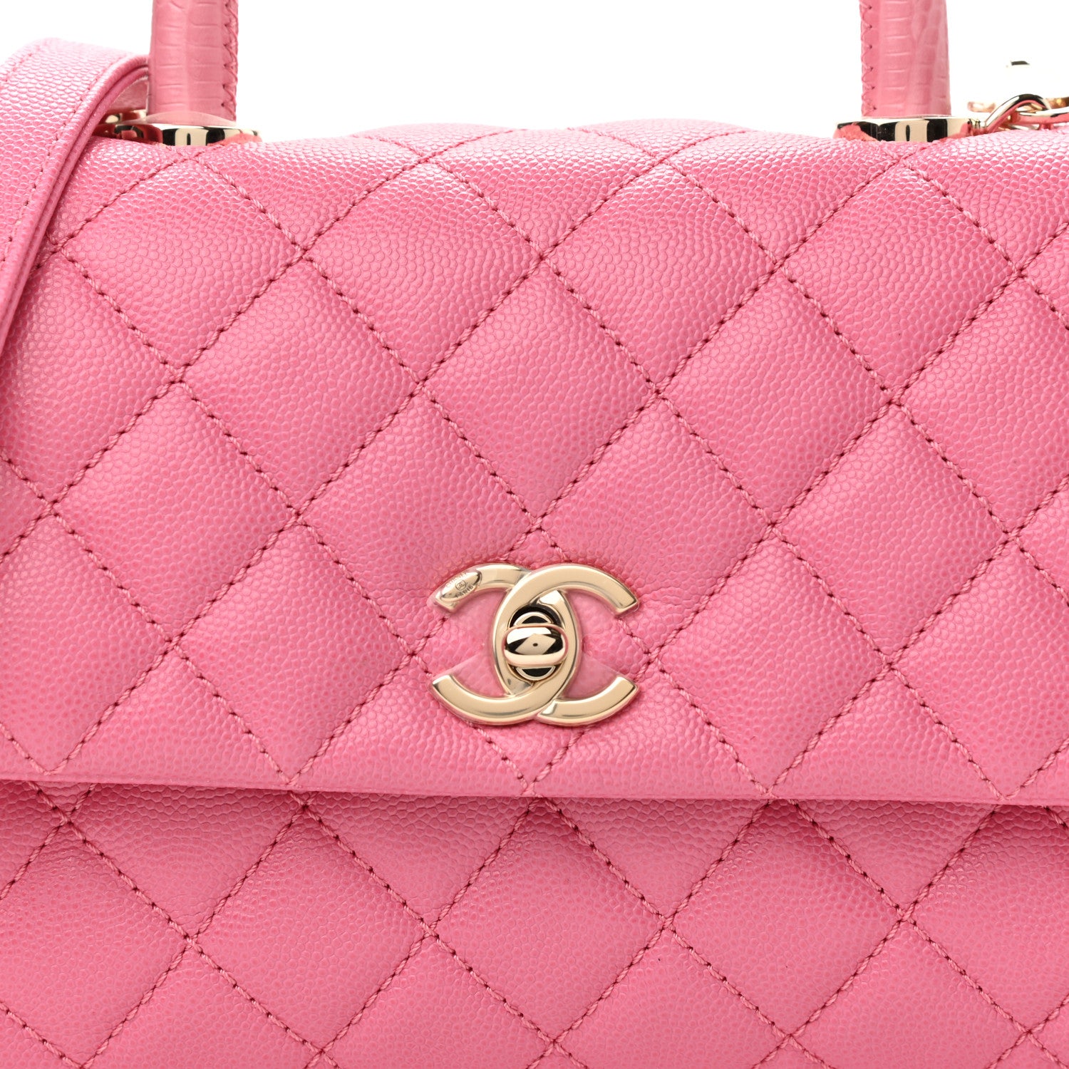 Chanel Caviar Lizard Embossed Quilted Mini Coco Handle Flap Pink 8 of 11