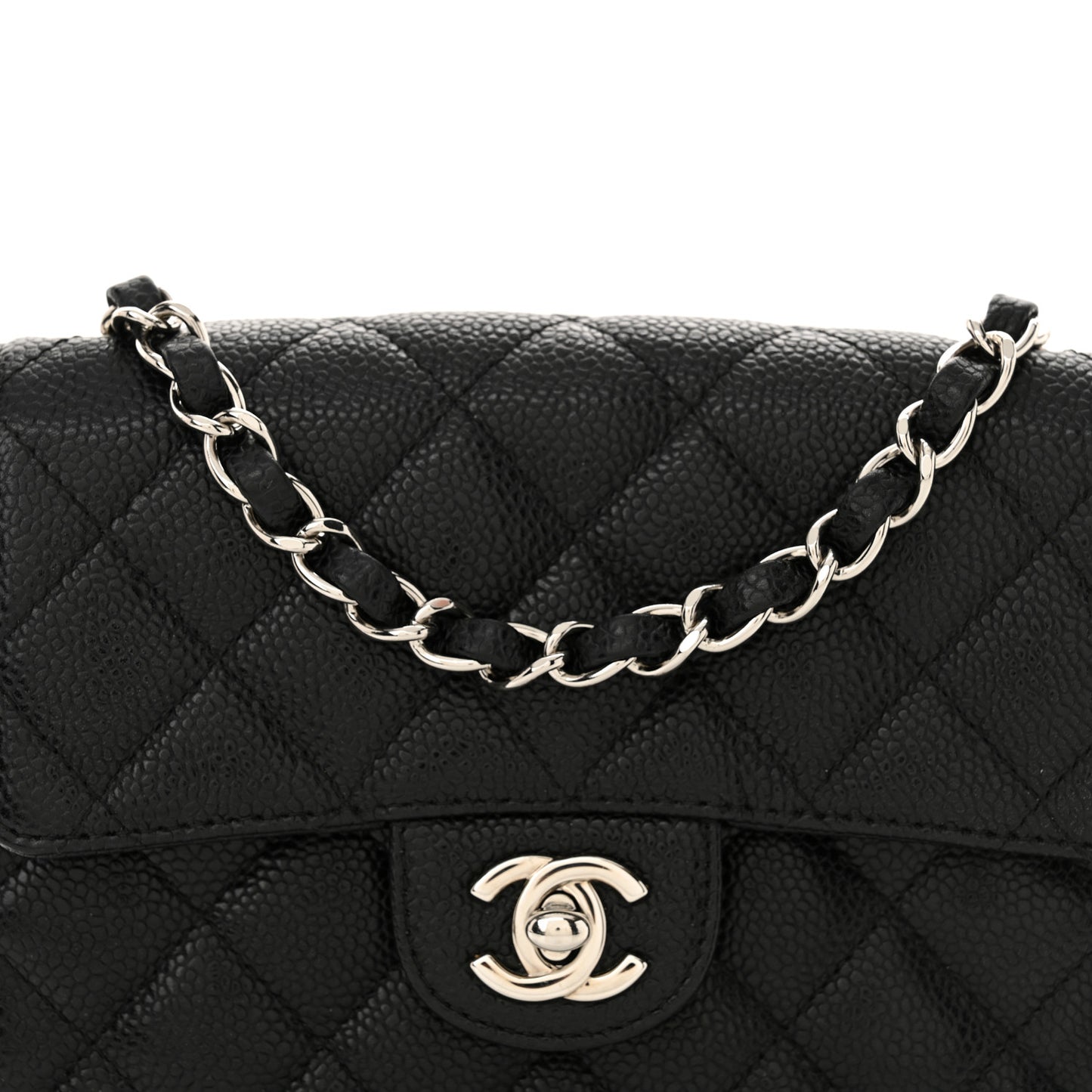 Caviar Quilted Mini Square Flap Black