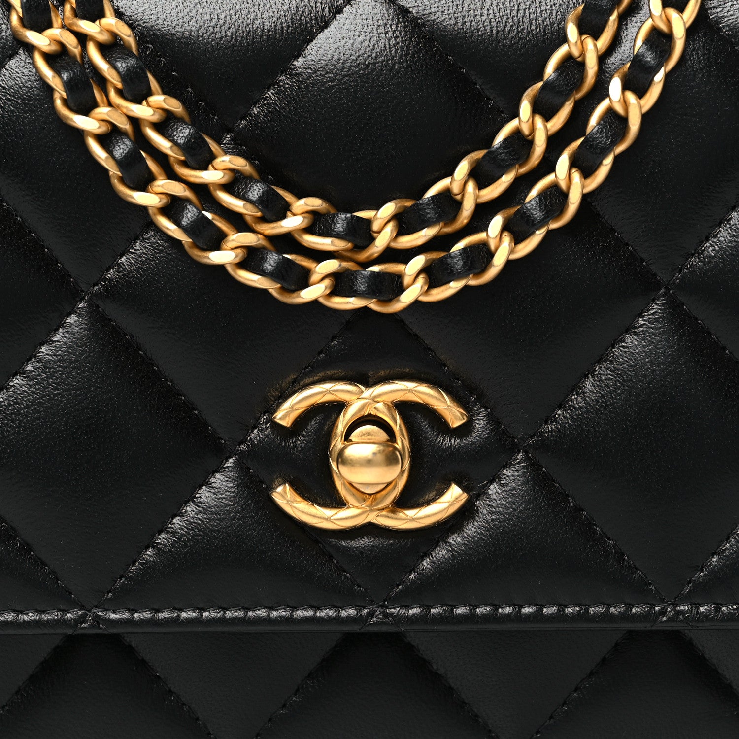 Chanel Lambskin Quilted Logo WOC Wallet On Chain Black 9 of 12