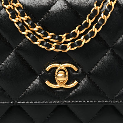Chanel Lambskin Quilted Logo WOC Wallet On Chain Black 9 of 12