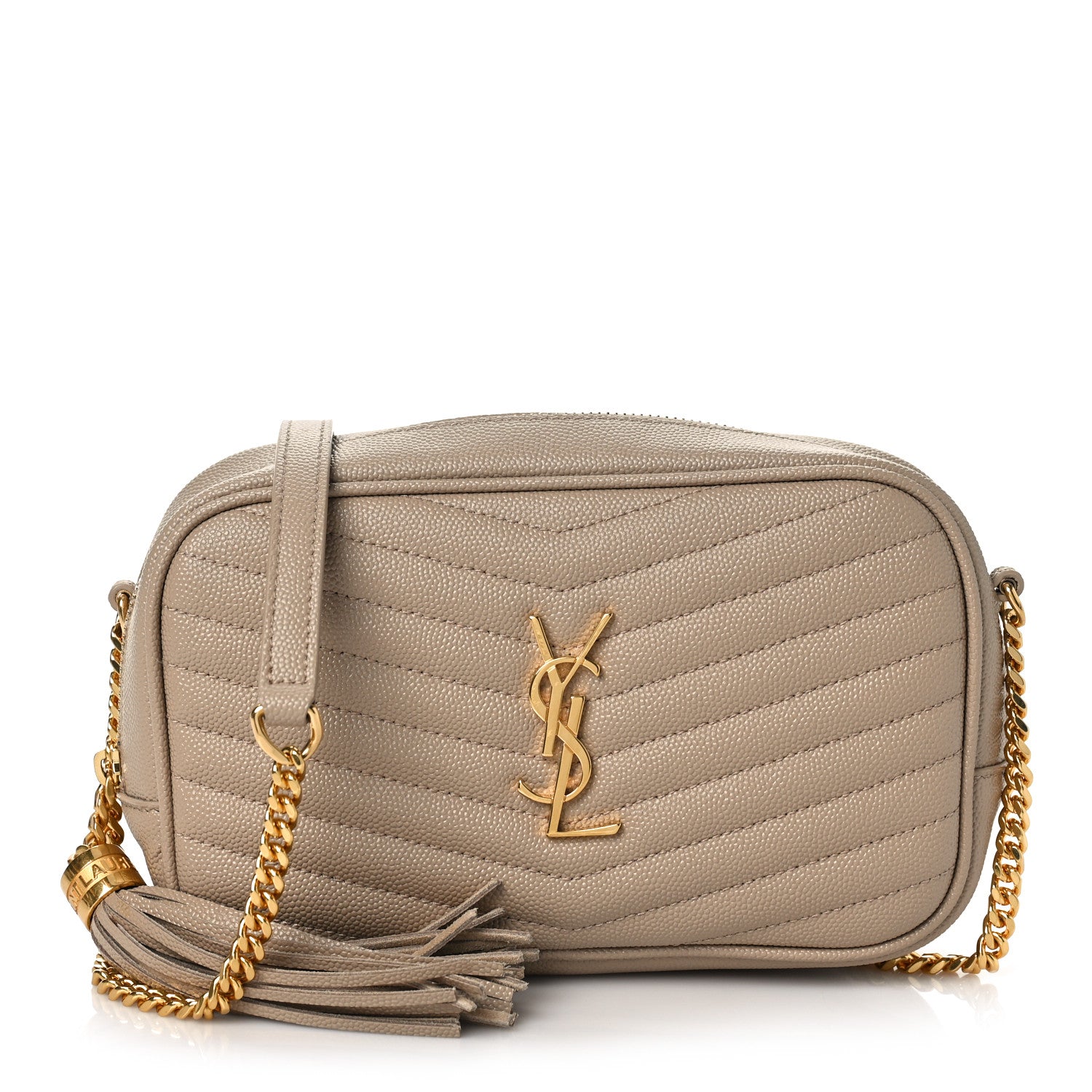 Saint Laurent Grain De Poudre Matelasse Monogram Mini Lou Camera Bag Dark Beige 1 of 10