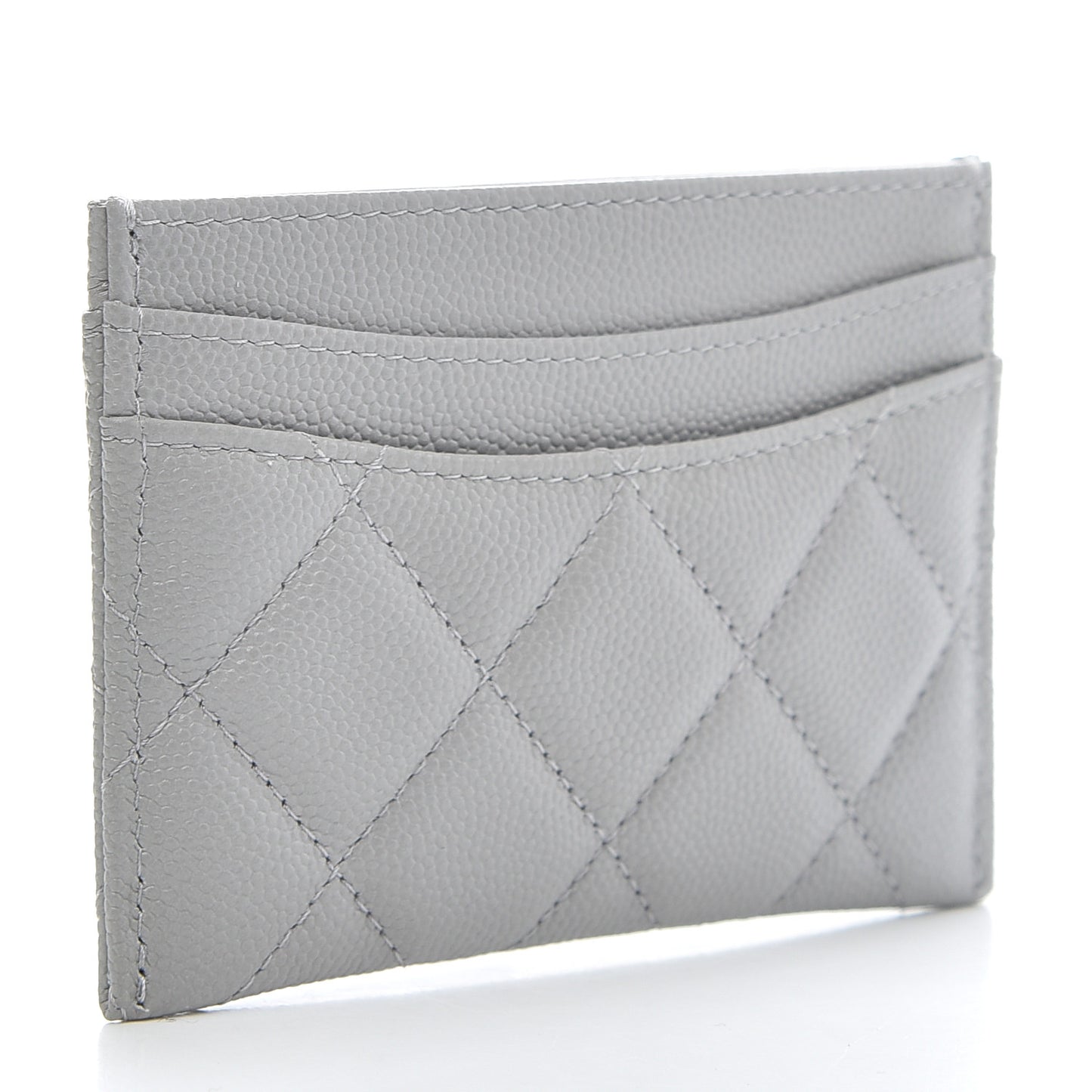 Caviar Quilted Card Holder Grey
