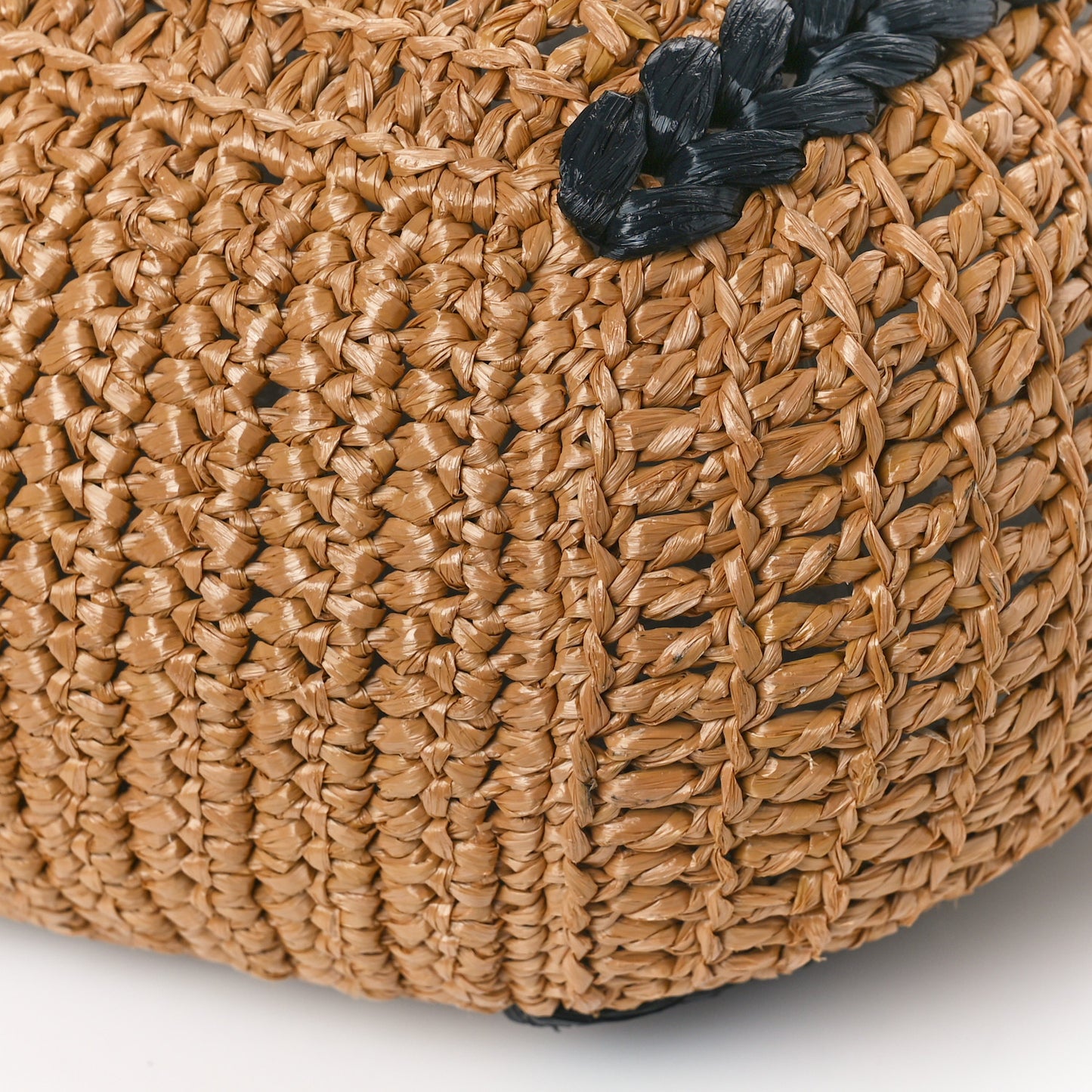 Raffia Effect Large GG Marmont Shoulder Tote Bag Natural Black