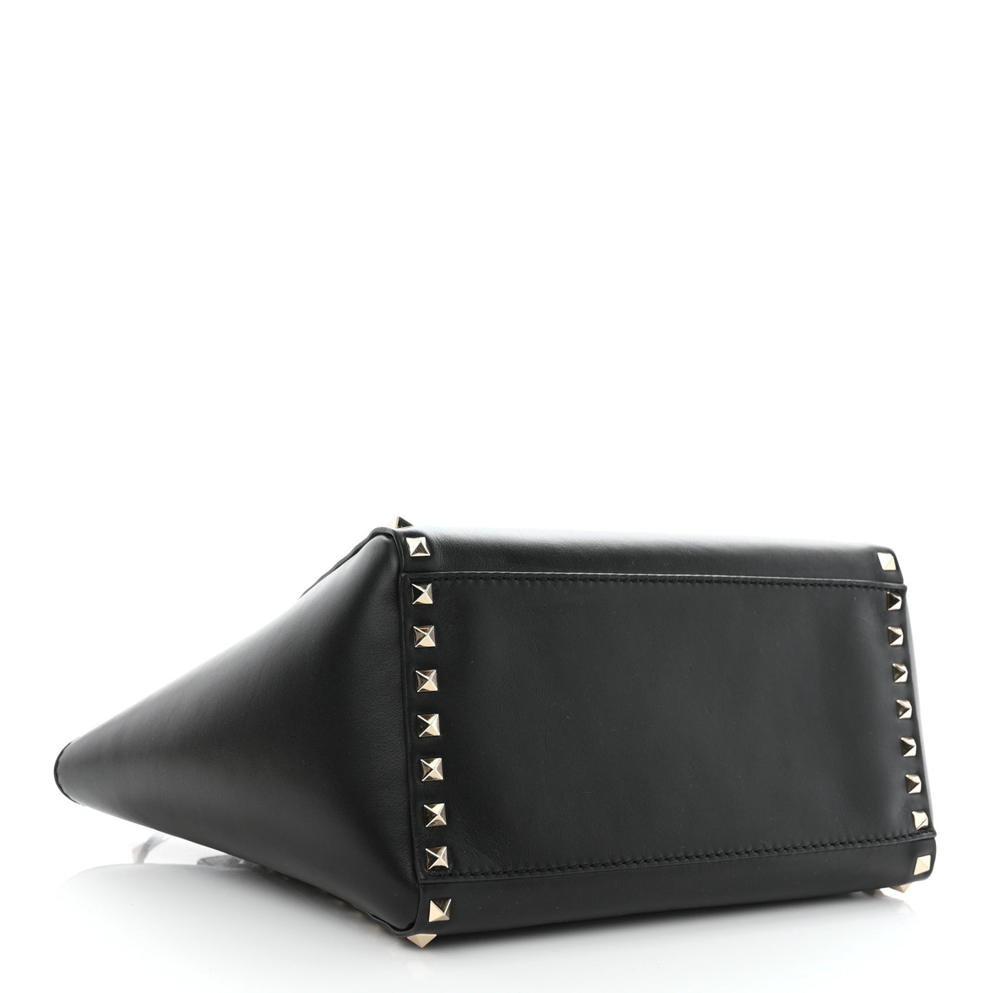 Vitello Small Rockstud Double Handle Tote Black