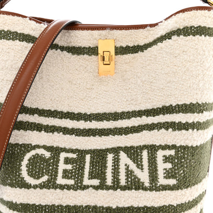 Celine Canvas Smooth Calfskin Logo Bucket 16 Bag Khaki Beige Tan 10 of 13