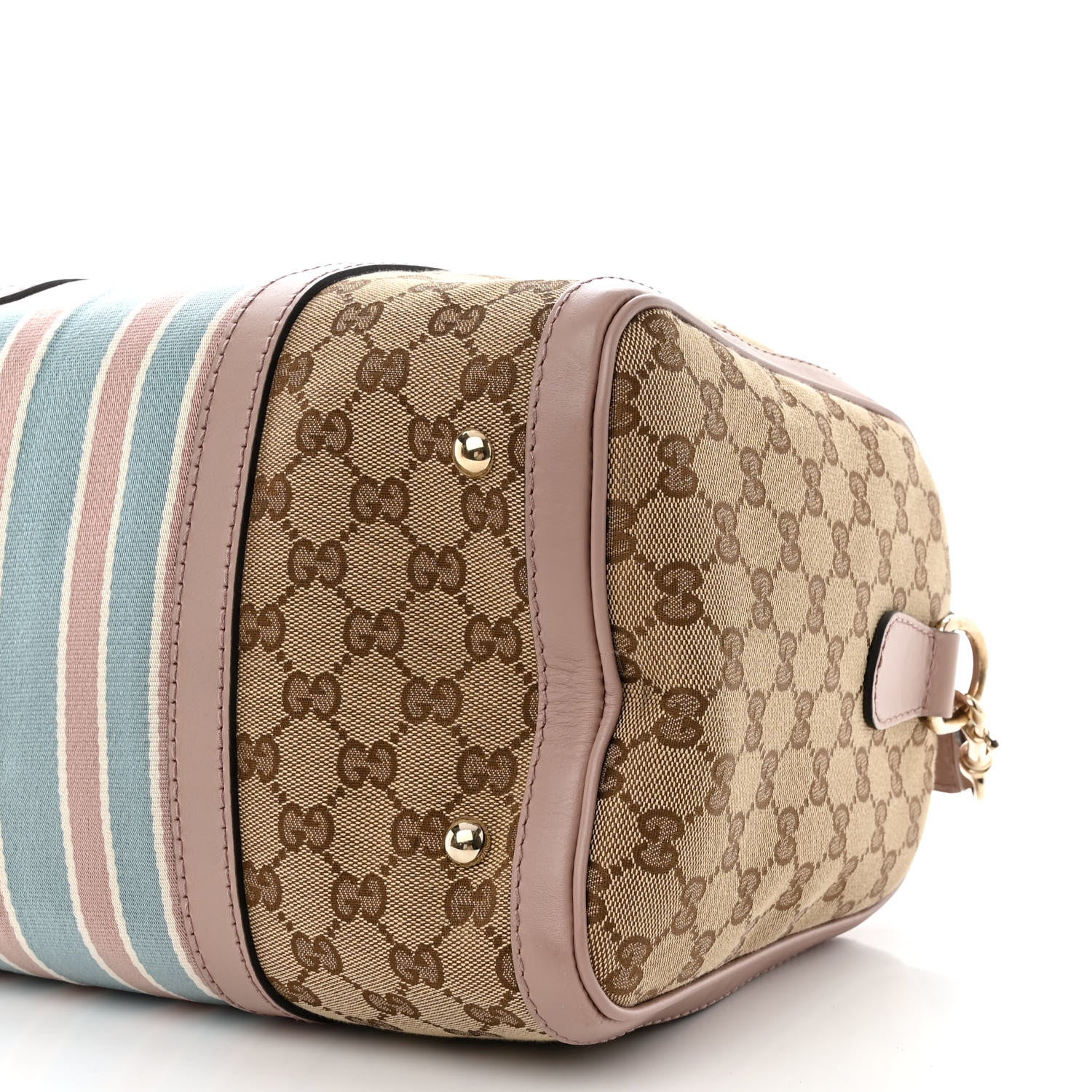 Gucci Monogram Vintage Web Medium Boston Pink Blue 10 of 10