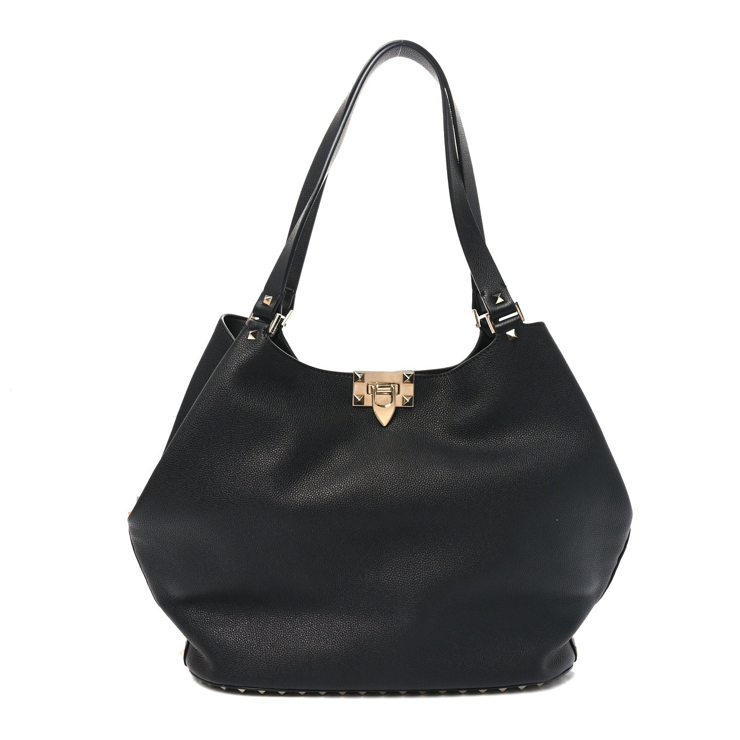 Valentino Garavani Grained Calfskin Small Rockstud Tote Black 1 of 10