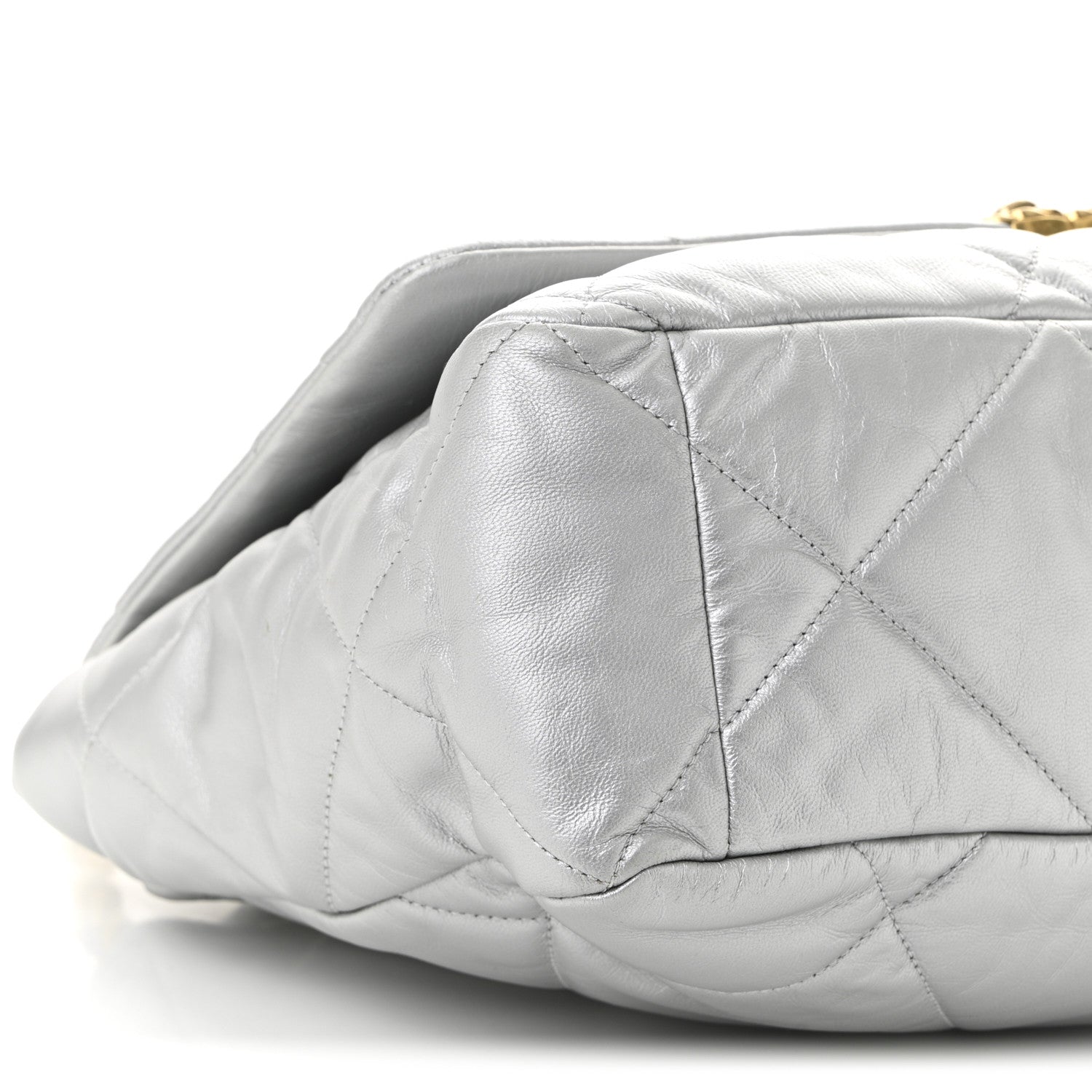 Chanel Metallic Goatskin Quilted Maxi Chanel 19 Flap Silver 9 of 11