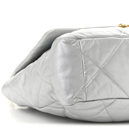 Chanel Metallic Goatskin Quilted Maxi Chanel 19 Flap Silver 9 of 11