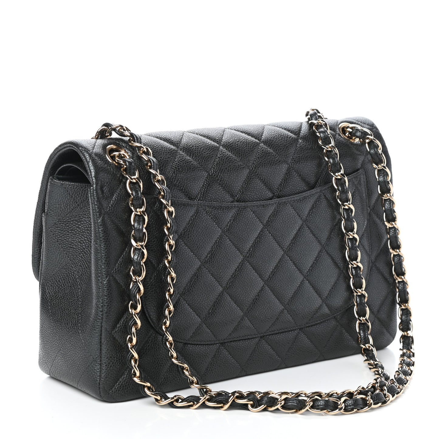Caviar Quilted Jumbo Double Flap Dark Grey