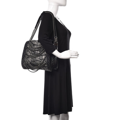 Chanel Calfskin Tweed Enchained XL Boy Flap Black 2 of 10