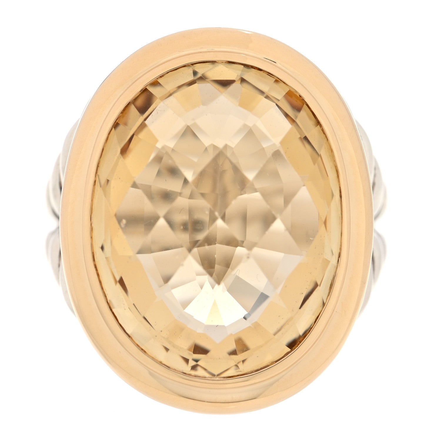David Yurman Sterling Silver 18K Yellow Gold Champagne Citrine 21mm Oval Albion Statement Ring 57 8 1 of 4