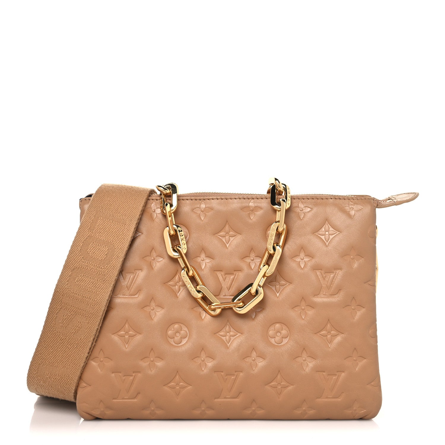 Louis Vuitton Lambskin Embossed Monogram Coussin PM Camel 1 of 8