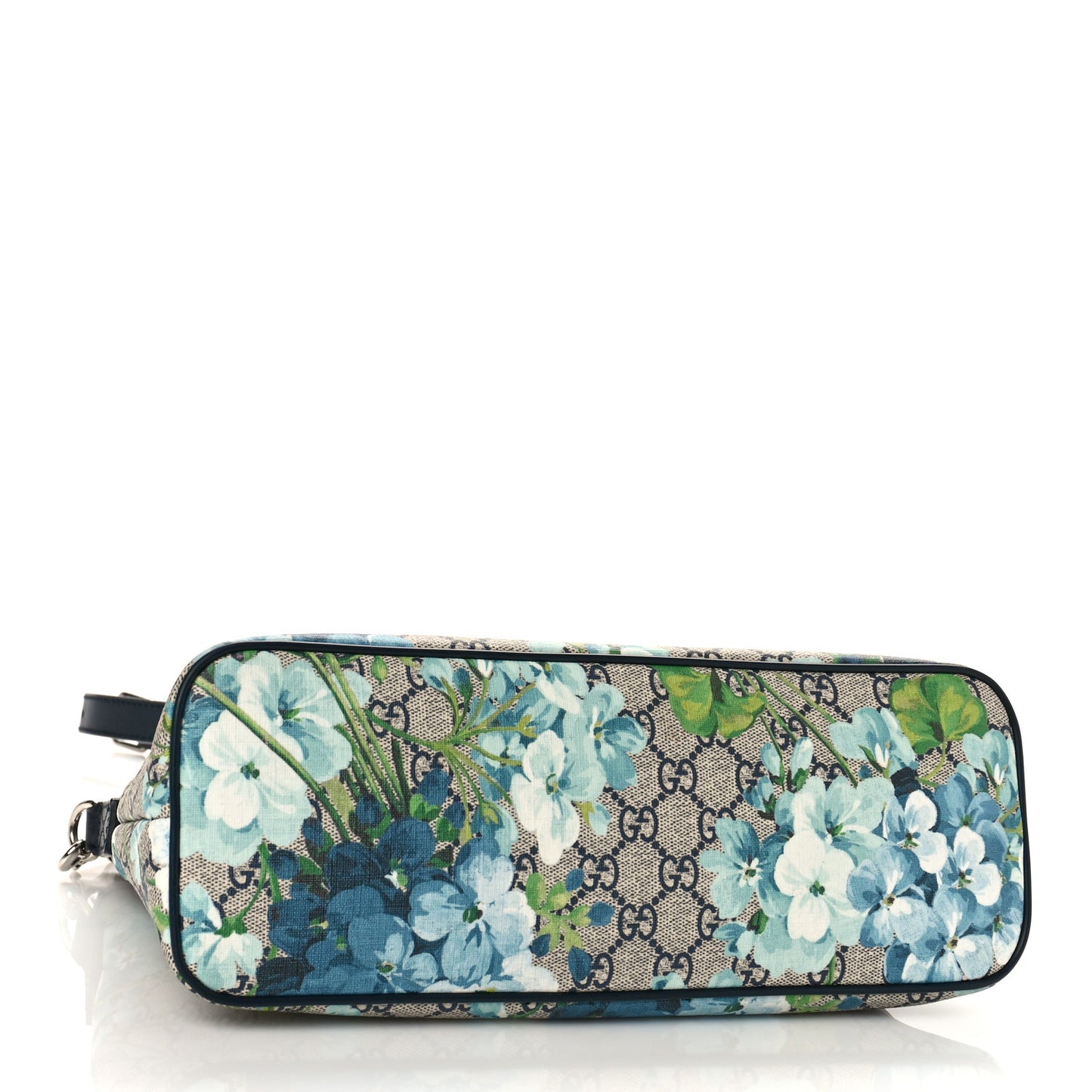 GG Supreme Monogram Blooms Small Zippered Tote Blue