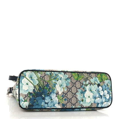 Gucci GG Supreme Monogram Blooms Small Zippered Tote Blue 4 of 11