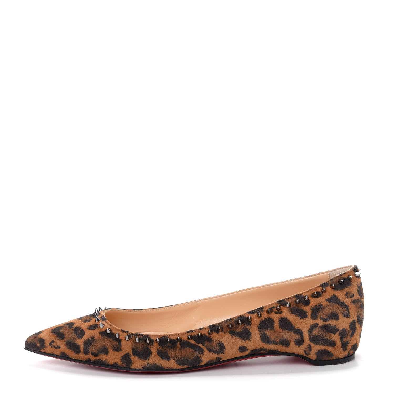 Christian Louboutin Veau Velours Anjalina Flats 39 Leo Gun Metal 1 of 10