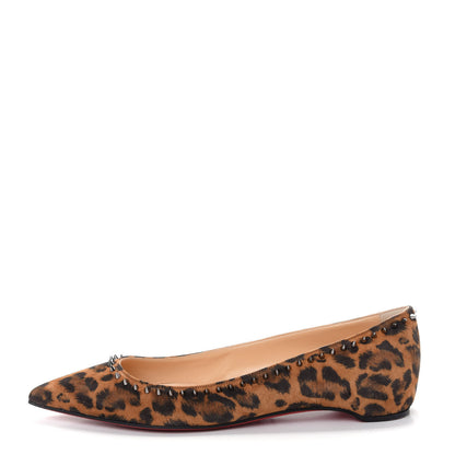 Christian Louboutin Veau Velours Anjalina Flats 39 Leo Gun Metal 1 of 10