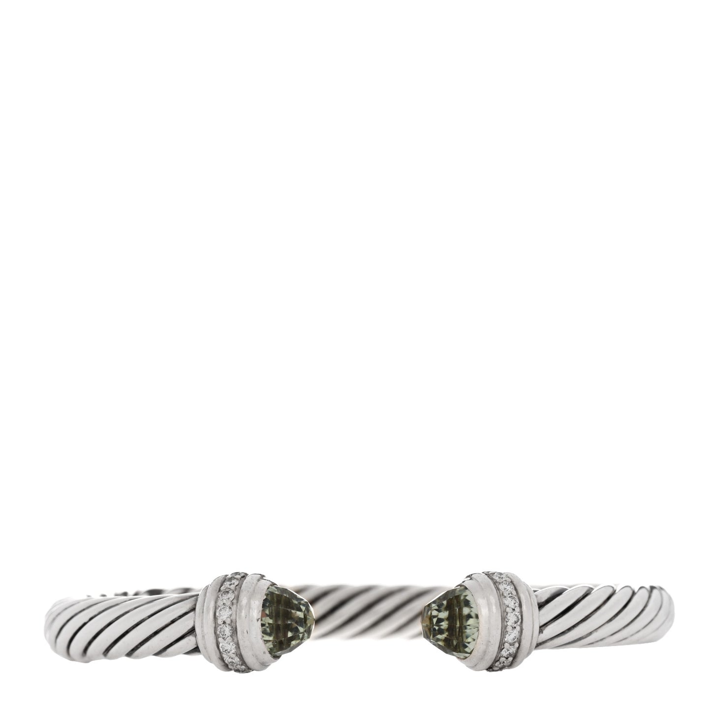 Sterling Silver Diamond Prasiolite 7mm Cable Classics Bracelet