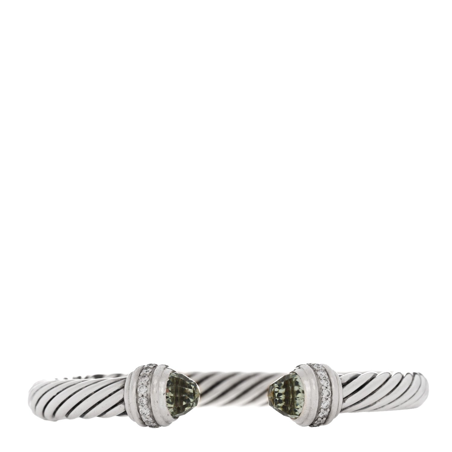 David Yurman Sterling Silver Diamond Prasiolite 7mm Cable Classics Bracelet 1 of 3