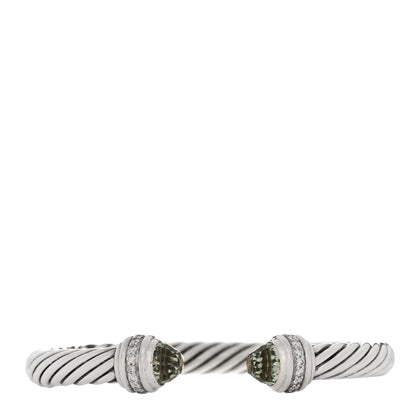 David Yurman Sterling Silver Diamond Prasiolite 7mm Cable Classics Bracelet 1 of 3