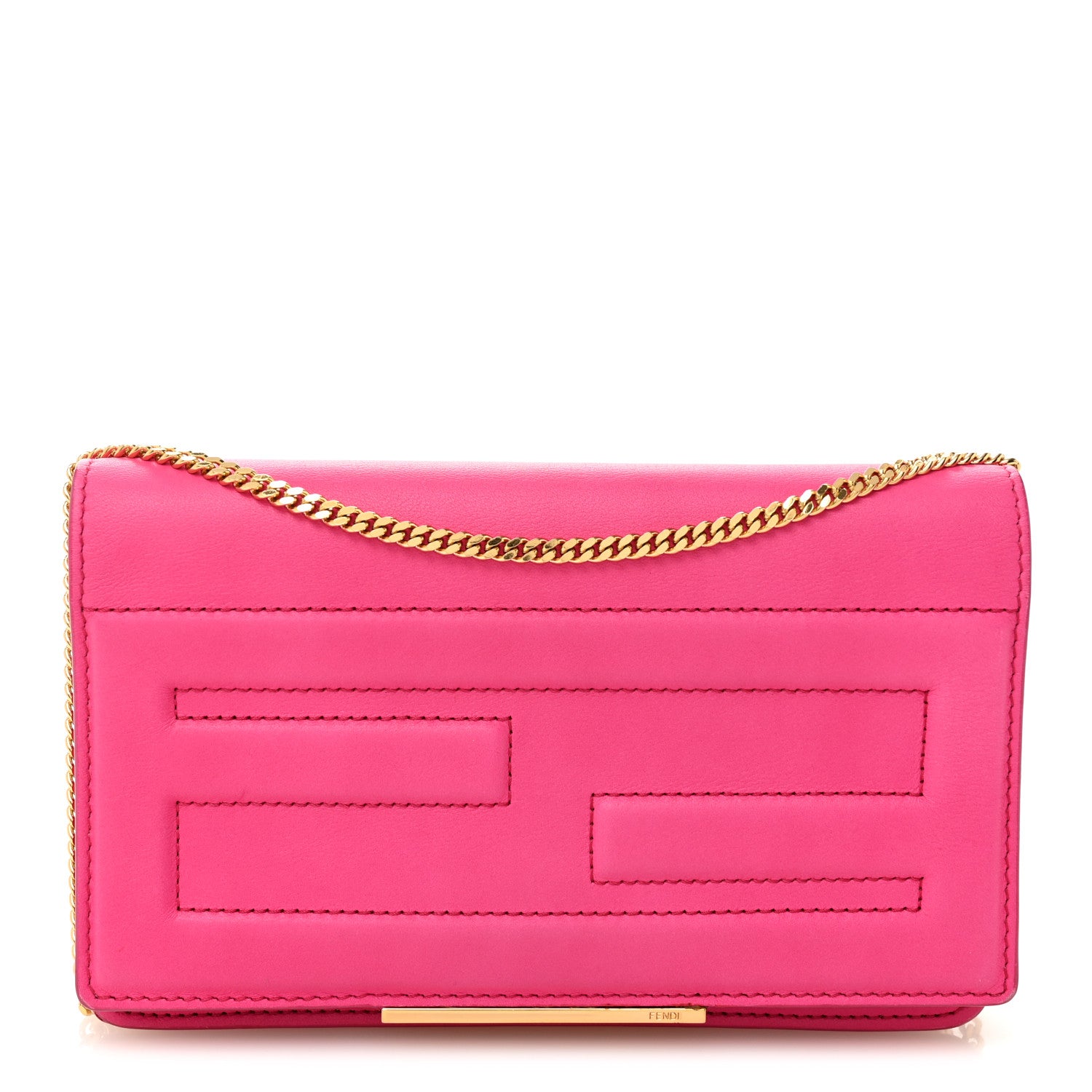 Fendi Vitello Flamingo Tube Wallet on Chain Fuchsia 1 of 10