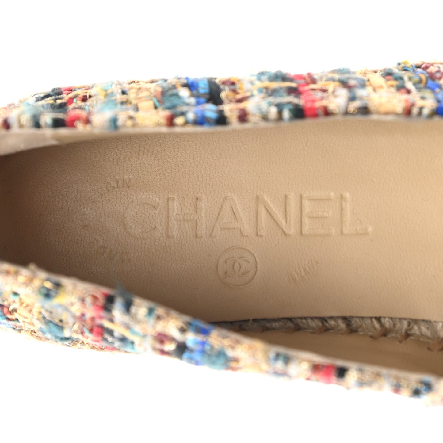 Tweed Grosgrain CC Espadrilles 37 Multicolor Black