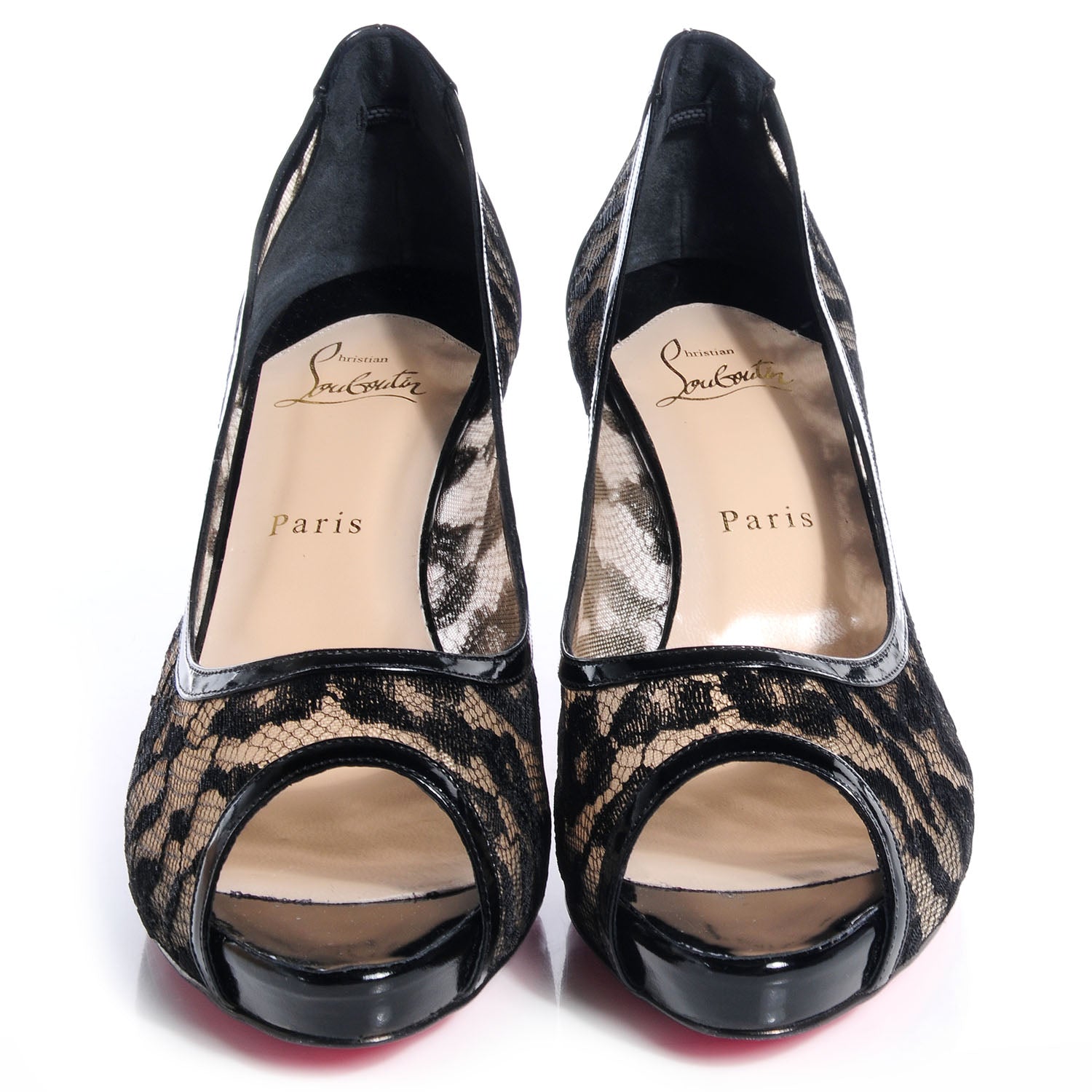 Christian Louboutin Patent Lace Leopard Ambro Pizzo 90 Pumps 40 Black 2 of 6