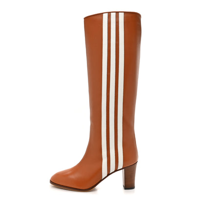 Gucci X ADIDAS Calfskin Elizabeth Knee Boots 39 Royal Cognac Great White 1 of 12