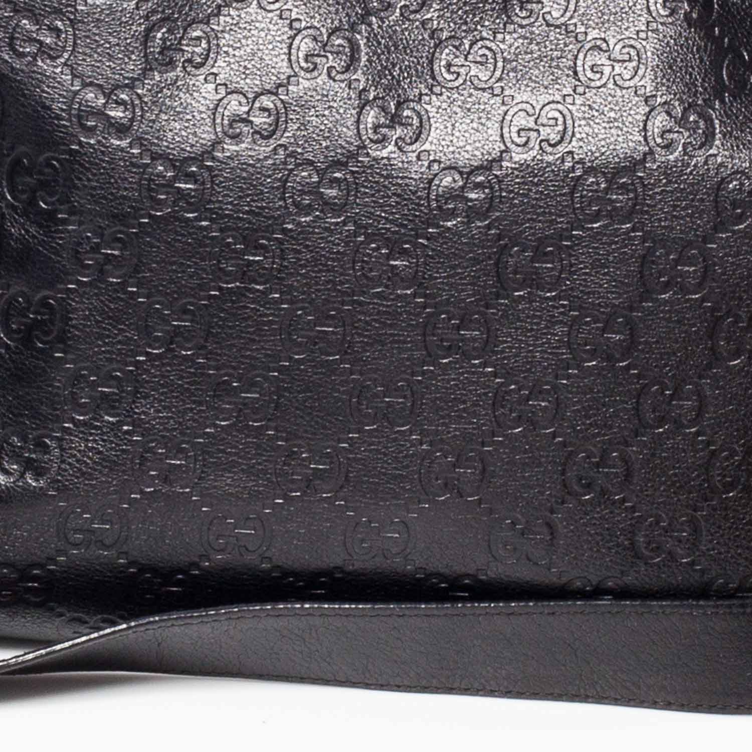 Gucci Guccissima Flat Messenger Bag Black 8 of 11