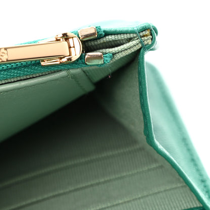 Chanel Caviar Quilted Perforated Metal CC Wallet on Chain WOC Green 13 of 14