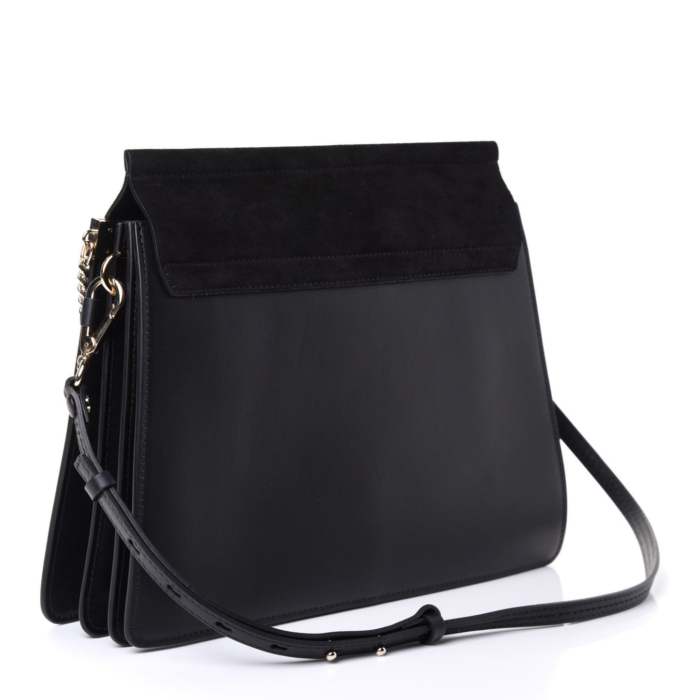 Suede Calfskin Medium Faye Shoulder Bag Black