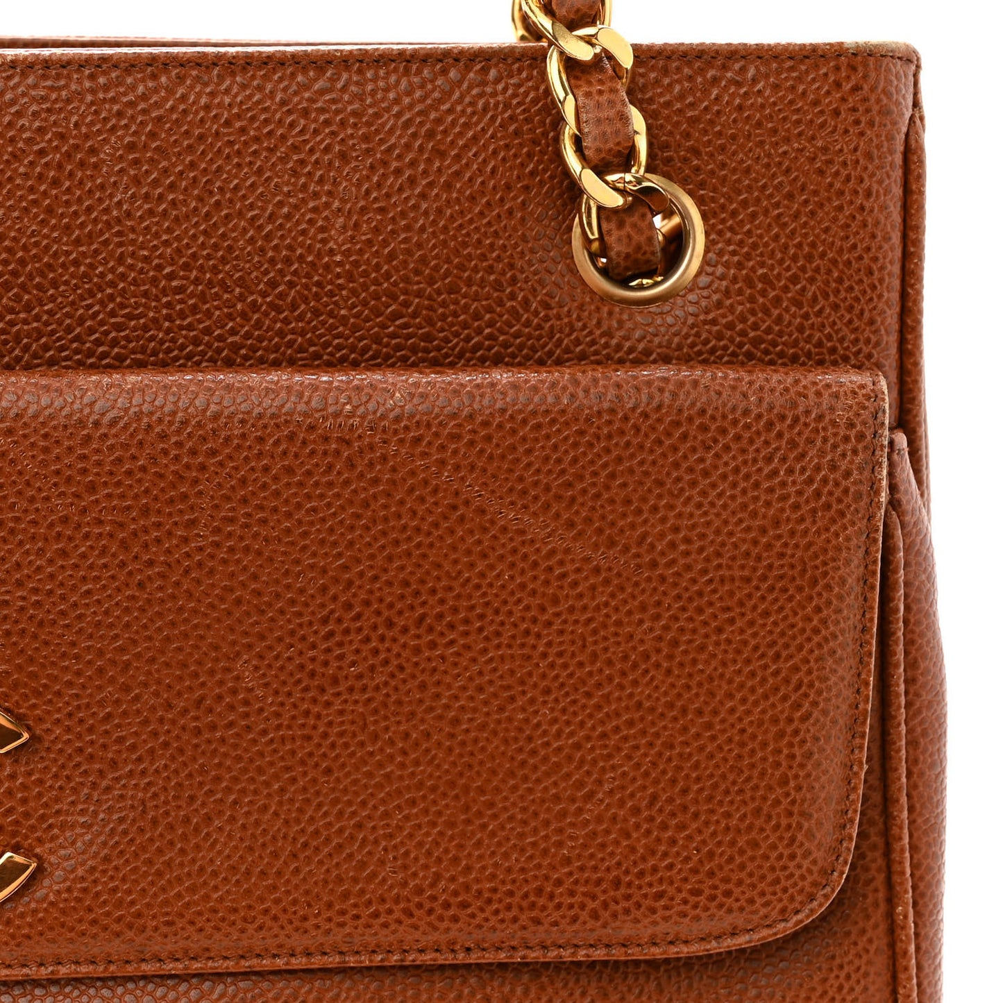 Caviar Flap Shoulder Bag Brown