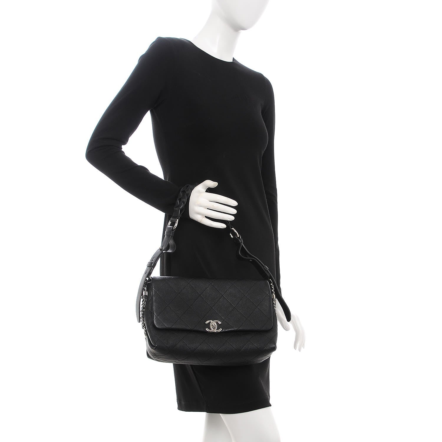 Chanel Grained Calfskin Stitched Small Braided With Style Flap Black 2 of 8