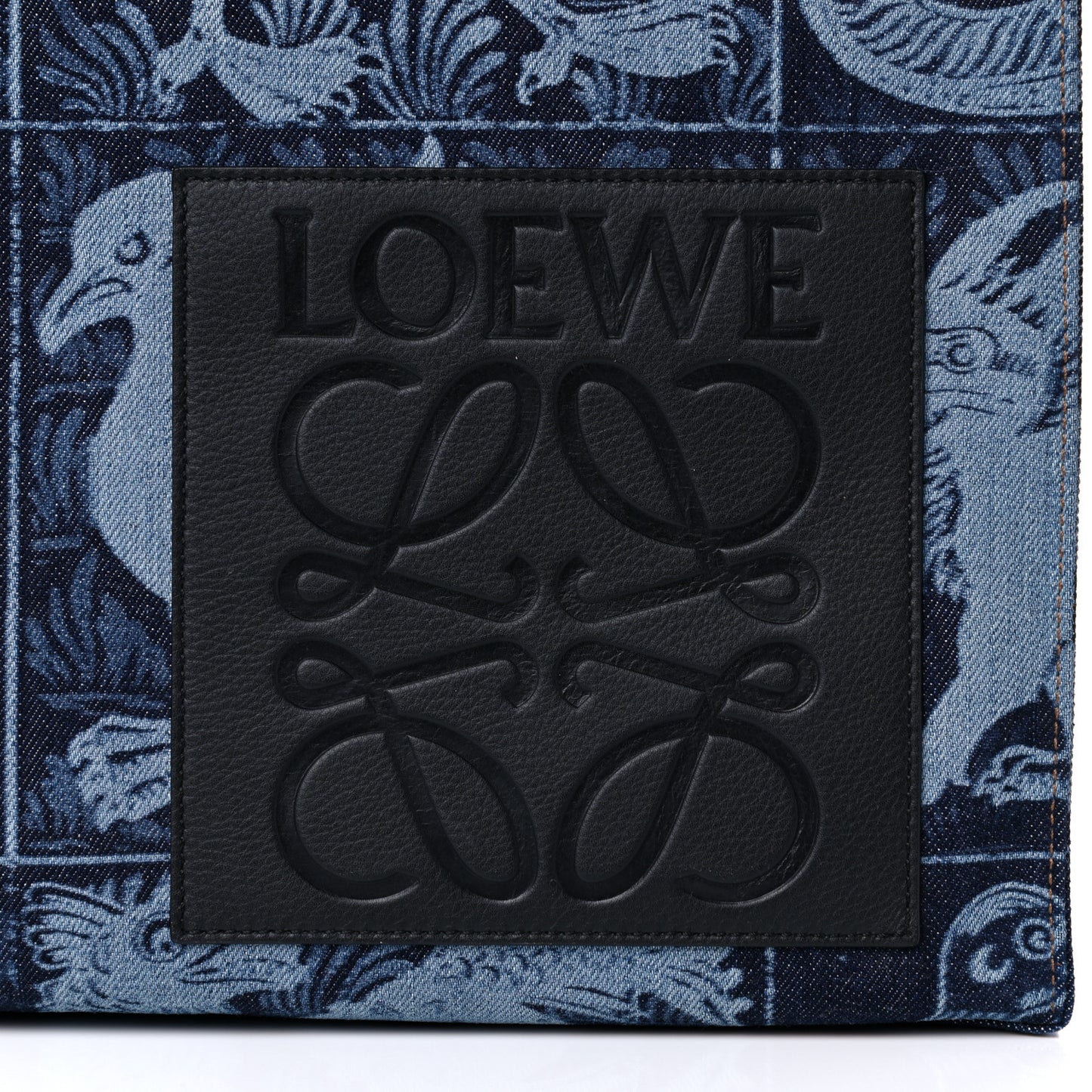 Denim Calfskin Buckle Tiles Tote Indigo